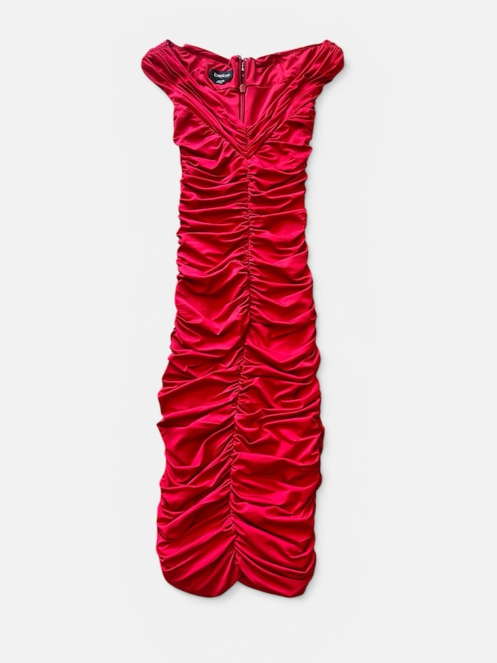 Red Ruched Column Dress